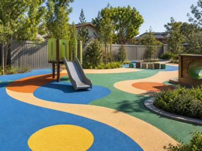 Rubber safety surfacing at a daycare play area