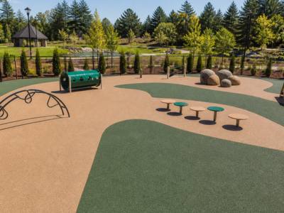 Rubber surfacing installed at a dog park