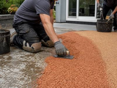 Rubber resurfacing installed poolside