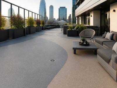 Rubber resurfaced rooftop terrace